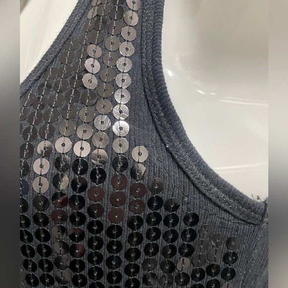 Black Sequins Tank Top, 100% Cotton, Size L, Used - Picture 2 of 7